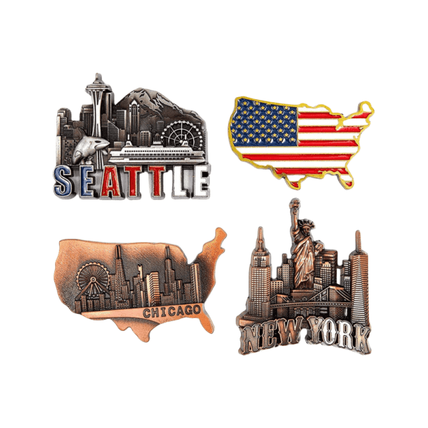 Metal Us Map Refrigerator Magnet
