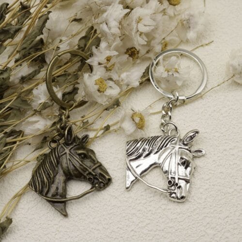 Two types of horse head keychains