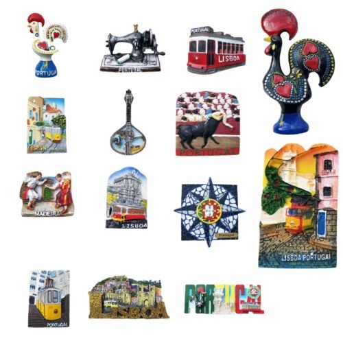 Wholesale Cross-Border Supply Portugal Lisbon Tourism Souvenir Crafts Resin Painted Magnet Refrigerator Magnet