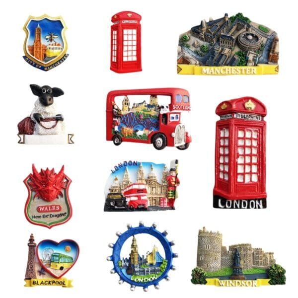 Wholesale Uk Travel Souvenirs Decorative Crafts High Quality Synthetic Resin Magnet Refrigerator Magnet