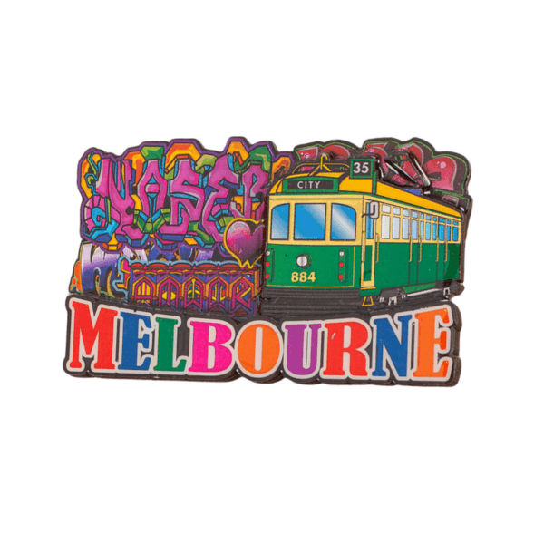 Melbourne Green Train Wooden Magnetic Fridge Magnet