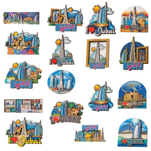 Customized Dubai Tourist Attractions Souvenir Wooden Refrigerator Magnet