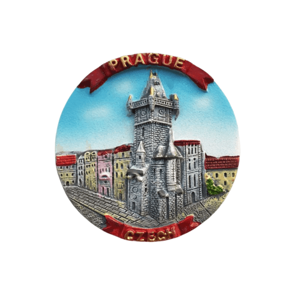 Prague Clock Tower Round Fridge Magnet
