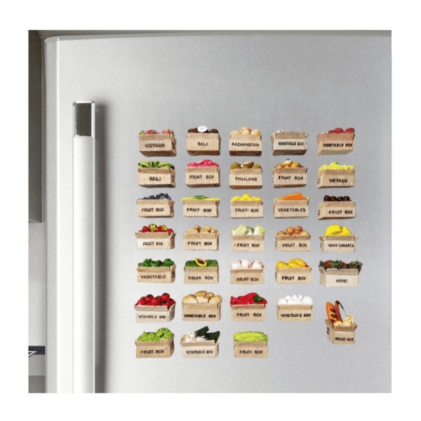 Various vegetables natural resin refrigerator stickers on the refrigerator