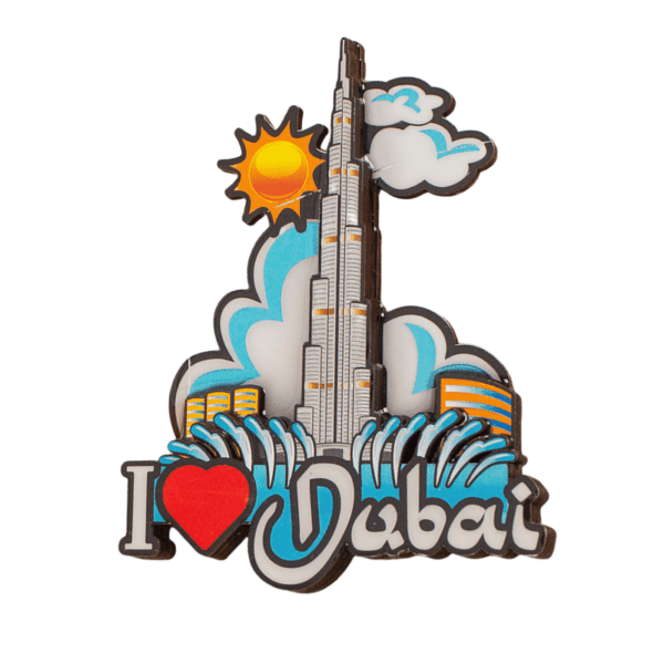Dubai Tower. Burj Khalifa Wooden Fridge Magnet