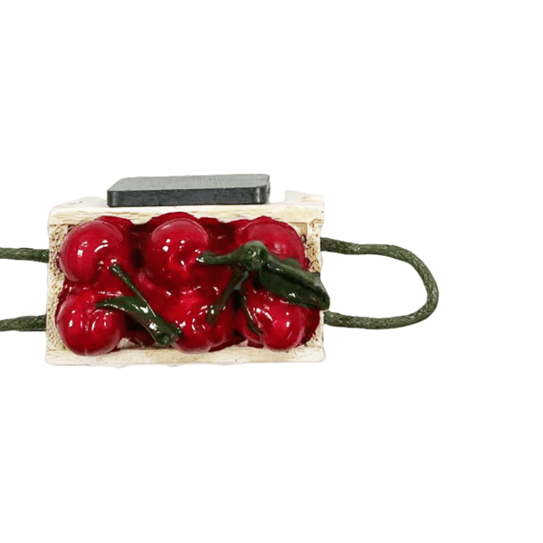 Cherry natural resin fridge magnet with string