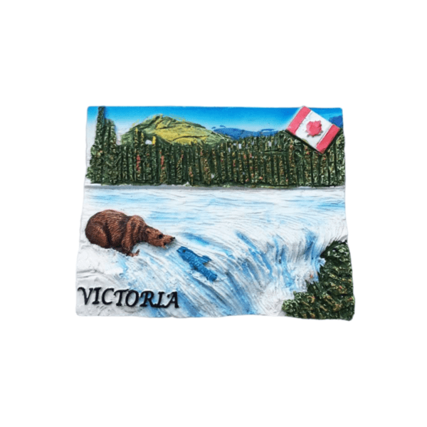 Yellow (Bear Catching Salmon) Natural Resin Fridge Magnet