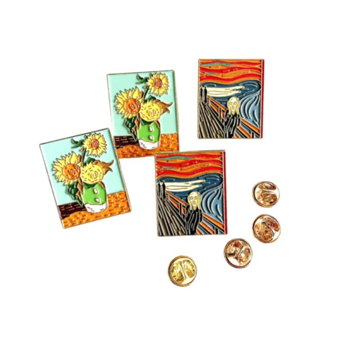 Van Gogh's Sunflowers Custom Print Lapel Pin Artistic Brooch for Business Decoration Clothing Accessories Jewelry