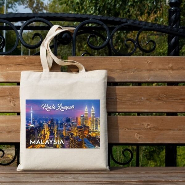 Malaysia Kuala Lumpur Tourist Souvenir Canvas Tote Bag - Image 4