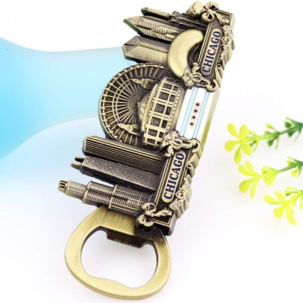 Custom Chicago Zinc Alloy Bottle Opener with Logo - Image 4
