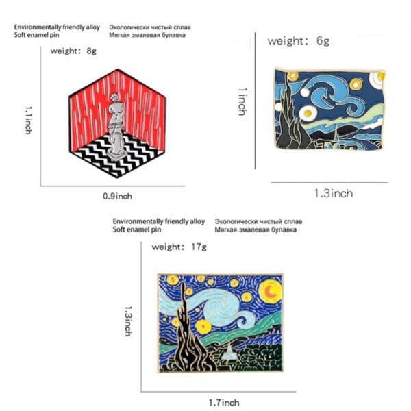 Collection Artwork Brooch Vincent Van Gogh Badges Famous Oil Paintings Enamel Lapel Pin for Artist - Image 8