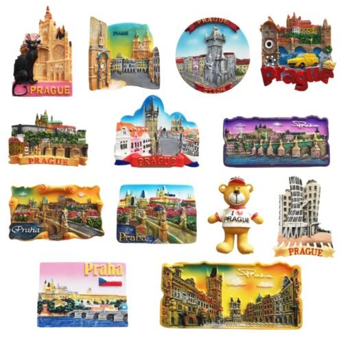 Wholesale Czech Prague Cultural Landscape Tourism Souvenir Crafts Painted Magnet Refrigerator Magnet