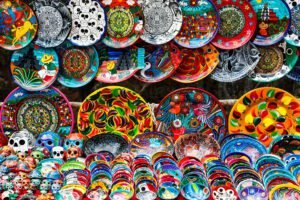 Ceramic souvenirs in the local Mexican market