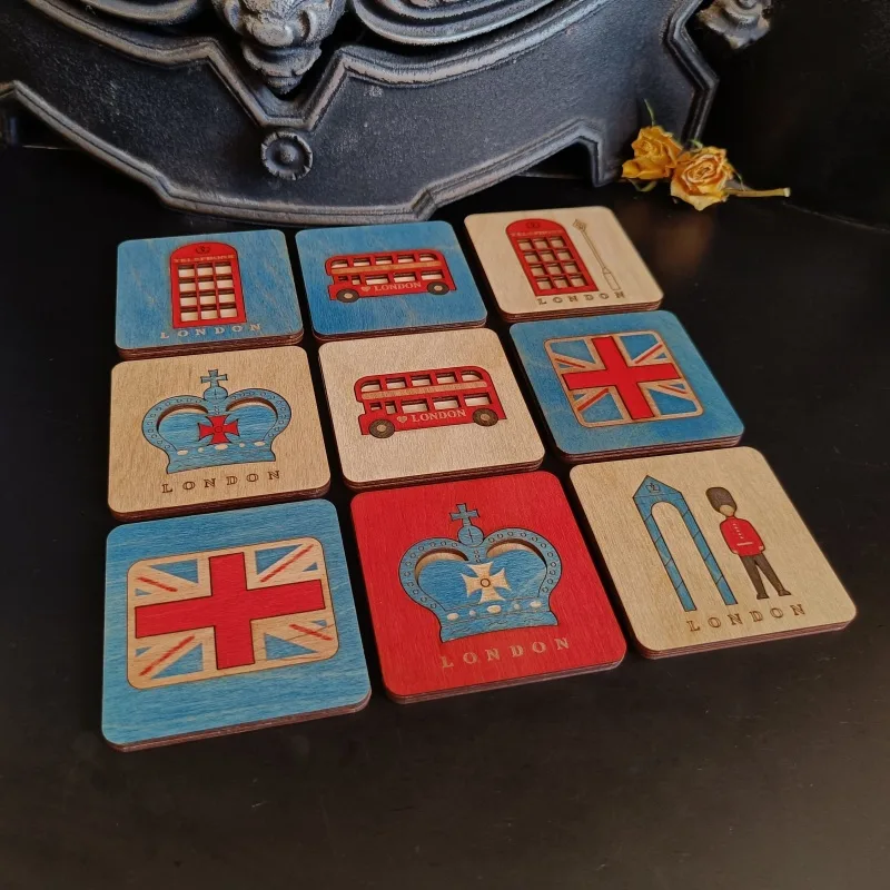 British Themed Wooden Coasters - Image 2
