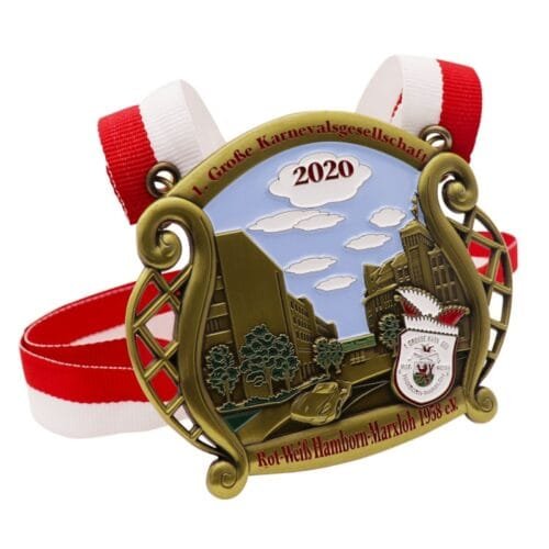 Enamel Gold Award Medal With Ribbon for Souvenir Medal