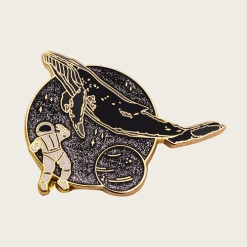 custom metal pins Soar Into Space Enamel Pins Cute Astronaut Whale Moon Glitter Rocket Brooches Lapel Badges Cartoon Gift For Kids Friends