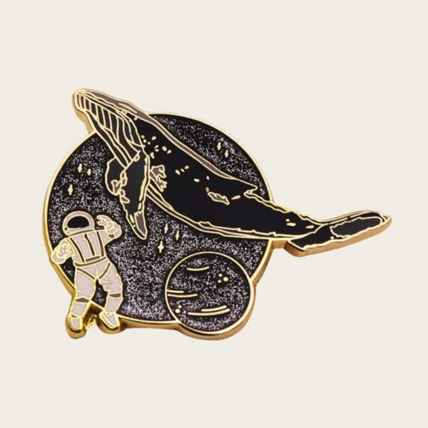 Soar Into Space Enamel Pins Cute Astronaut Whale Moon Glitter Rocket Brooches Lapel Badges Cartoon Gift For Kids Friends