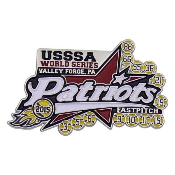 Factory Custom Metal Soft Enamel Sports River Bandits Player Glitter Senior Little League Baseball Trading Lapel Hat Pins