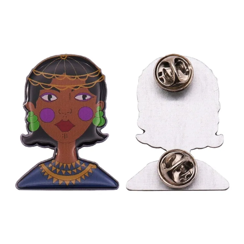 Offset Print Pins Epoxy Coated Stainless Steel Material Indian Figure Portrait CMYK Print Logo Lapel Pins - Image 2