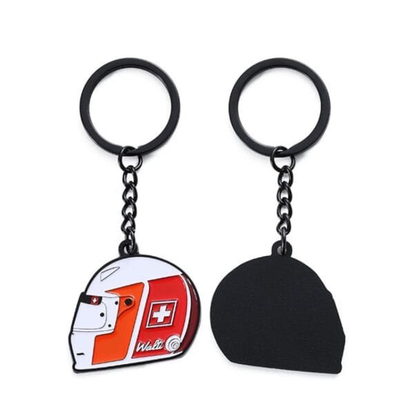Custom Metal Keychains Metal Zinc Alloy Black Plated Enamel Key Chain Personalized Logo Motorcycle Helmet Shape Cute Key Ring - Image 2