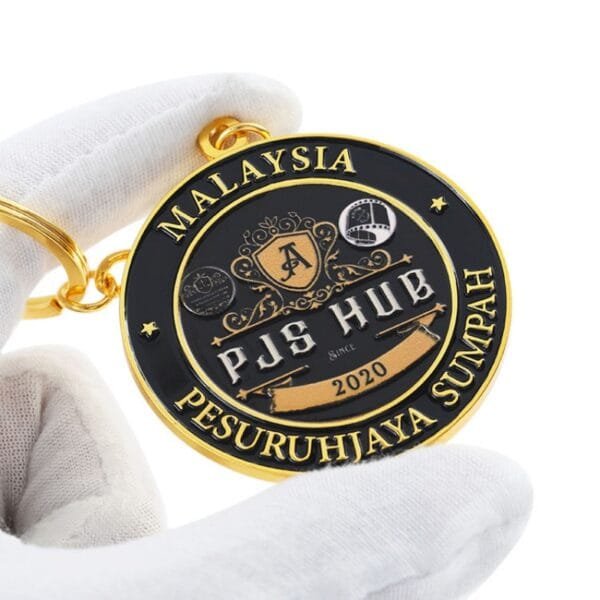 Factory Custom Keychains Metal Zinc Alloy Enamel 2d 3D Key Chain Golden Double -Sided Malaysia Souvenirs Key Rings with Logo - Image 6