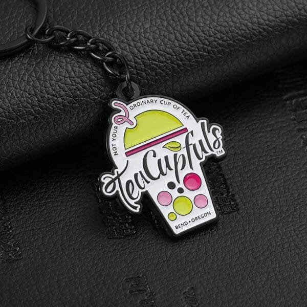 Custom Your Own Personalized Key Rings Metal Zinc Alloy Enamel Key Chain Cute Milk Tea Shape 2d Logo Brand Keychain - Image 3