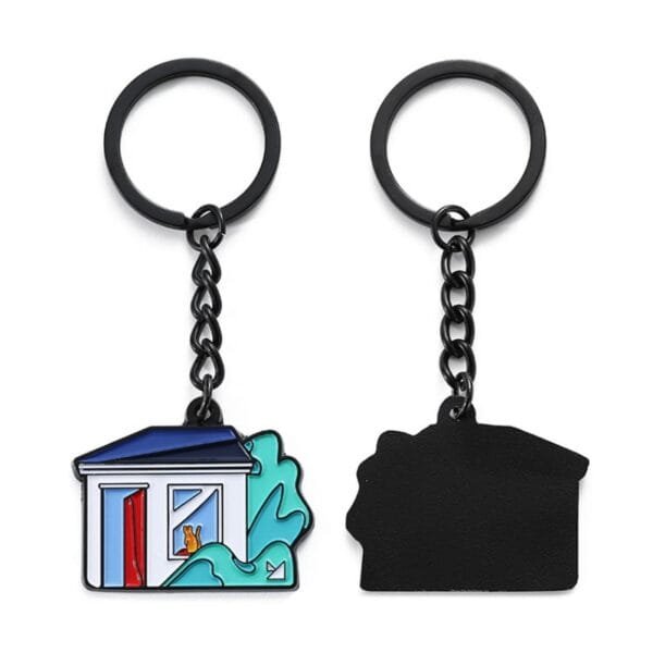 High Quality Keyring Custom Design Zinc Alloy Metal Keychains 2d Cartoon Enamel Logo Key Chains Wholesale for Gifts - Image 2