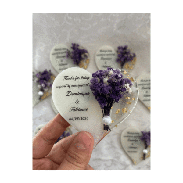 Custom Personalized Favors Epoxy Resin Heart Fridge Stickers Wedding Gifts Fridge Magnet - Image 5