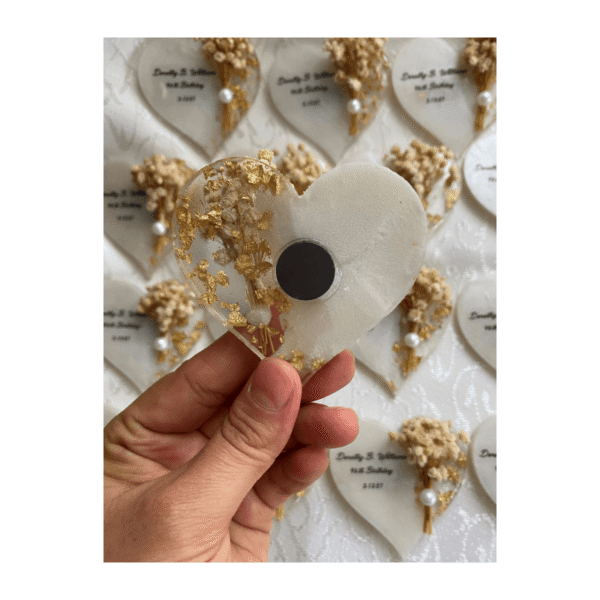 Custom Personalized Favors Epoxy Resin Heart Fridge Stickers Wedding Gifts Fridge Magnet - Image 3