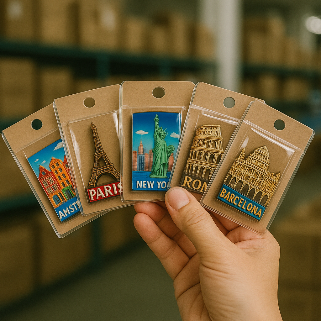 A display of various magnetic tiles in hand packaging