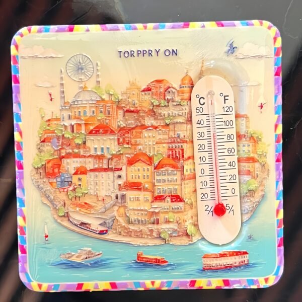 Manufacturers Wholesale Square Thermometer Refrigerator Magnet 3d Embossed Gold Stamping Magnet European And American City Travel Souvenirs - Image 7