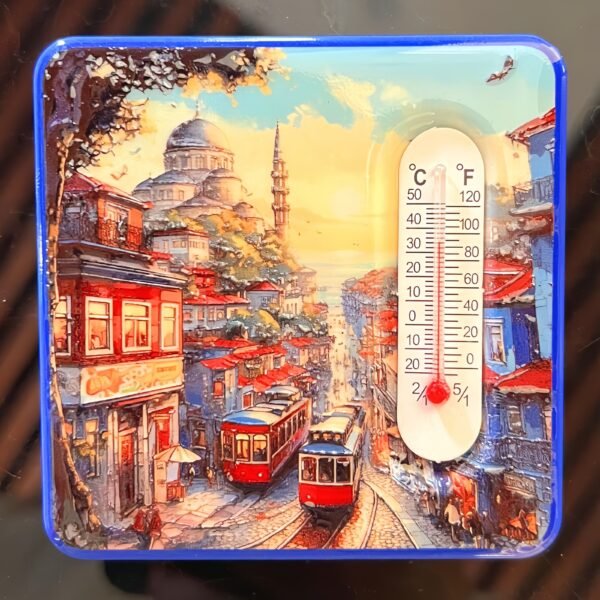 Manufacturers Wholesale Square Thermometer Refrigerator Magnet 3d Embossed Gold Stamping Magnet European And American City Travel Souvenirs - Image 3