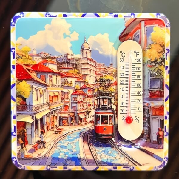 Manufacturers Wholesale Square Thermometer Refrigerator Magnet 3d Embossed Gold Stamping Magnet European And American City Travel Souvenirs - Image 6