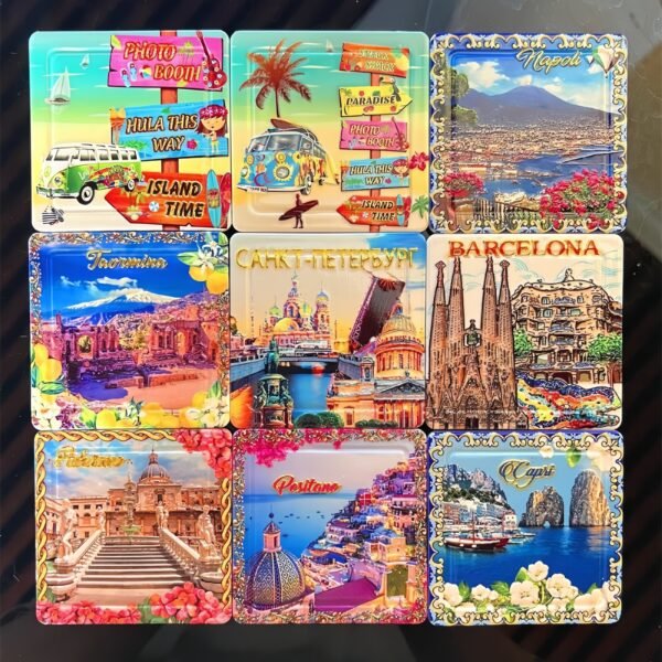 Manufacturers Wholesale Square Tourist Souvenir Refrigerator Magnets City Hawaii Pattern Refrigerator Magnets