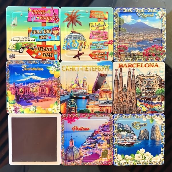 Manufacturers Wholesale Square Tourist Souvenir Refrigerator Magnets City Hawaii Pattern Refrigerator Magnets - Image 2