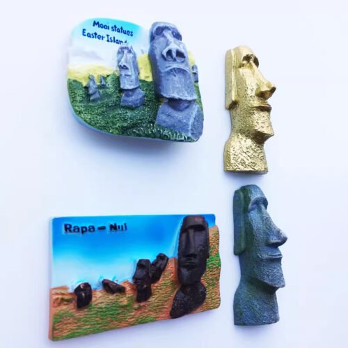 主图-05 Customized Chile Easter Island Stone Statue Tourism Memorial Decoration Crafts Magnet Fridge Magnet