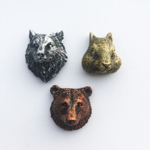 主图-05 Custom 3D Animal Fridge Magnets Groundhog Wolf Bear Head Painted Decorative Crafts Refrigerator Magnets