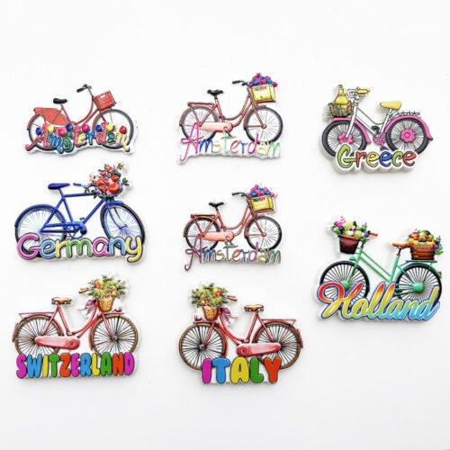 Bicycle UV 3D printed magnets for refrigerators from all over the world Bicycle Uv 3d Printed Magnets For Refrigerators And Travel Souvenirs From Around The World