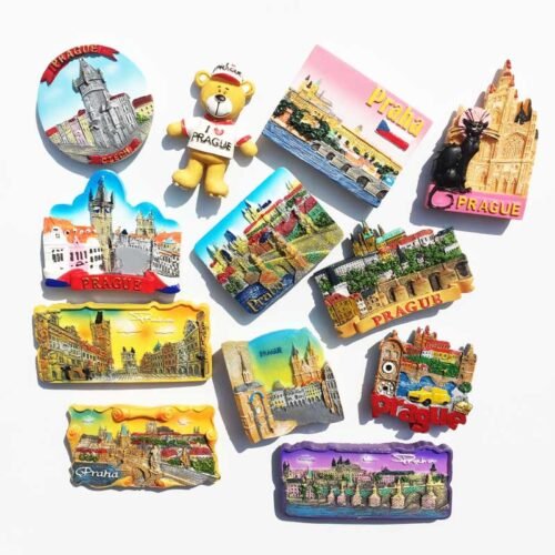 Czech Prague painted magnet fridge magnet Czech Prague Cultural Landscape Tourism Souvenir Crafts Painted Magnet Refrigerator Magnets