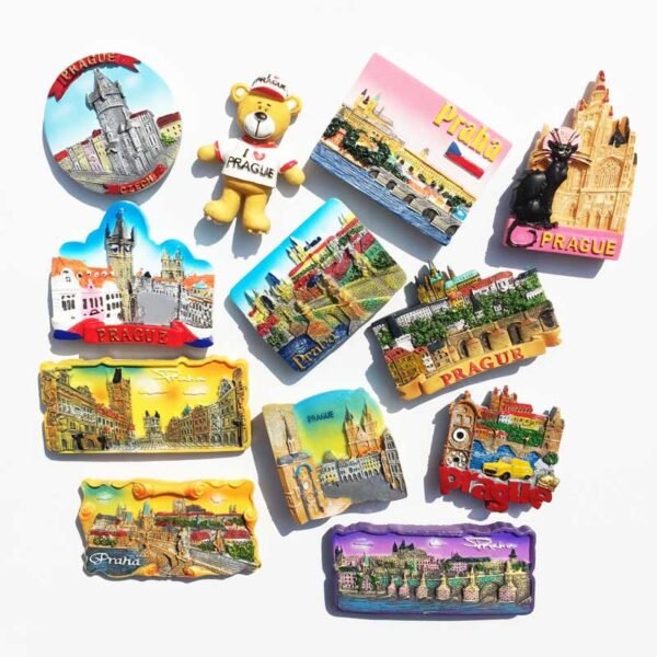 Czech Prague Cultural Landscape Tourism Souvenir Crafts Painted Magnet Refrigerator Magnets