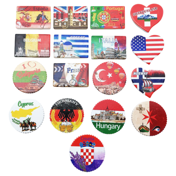 Flags Of Countries Around The World Travel Souvenir Decoration Craft Gifts Uv Ceramic Magnet Fridge Magnets