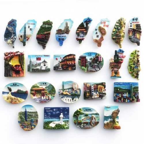 Hand-painted refrigerator magnets from all over Taiwan Taiwan Hand-Painted Magnets Creative Three-Dimensional Tourism Souvenir Crafts Magnet Fridge Magnets