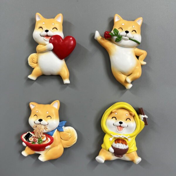 Resin Cute Three-Dimensional Fridge Magnets Animal Shiba Inu Simulation Fun Hot Decoration Creative Ornaments Magnetic Magnets