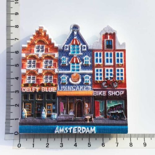 SKU-12- Amsterdam Street View Houses Netherlands Travel Souvenir 3d Resin Uv Printing Decorative Crafts Fridge Magnets