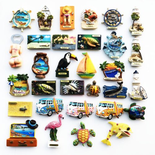 Tourist souvenirs resin painted crafts magnetic refrigerator magnets French Tahiti Travel Souvenirs Resin Painted Crafts Magnetic Fridge Magnets