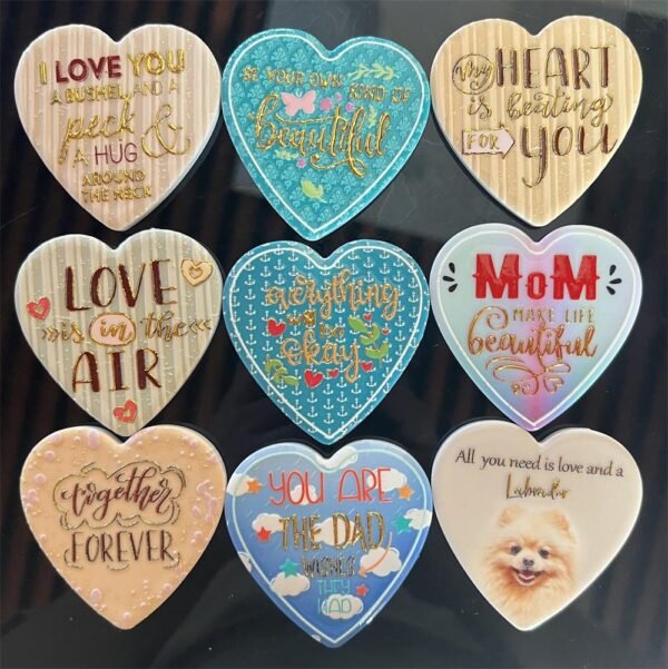 High Quality Travel Souvenir Valentine's Day Heart Shaped 3d Soup Gold Plastic Refrigerator Magnets