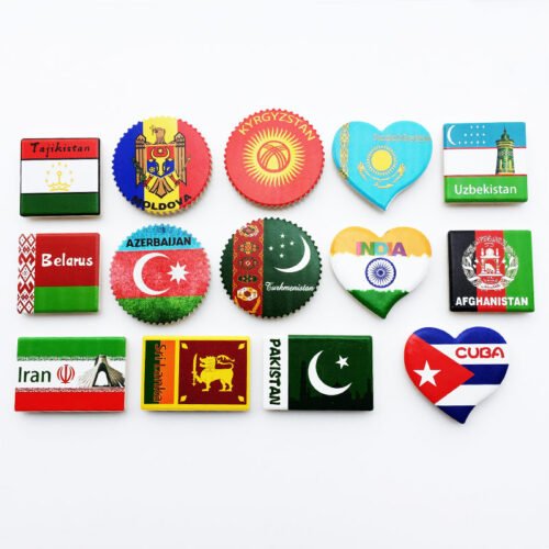 主图-03 Asian Creative National Flag Tourism Memorial Decoration Crafts UV Ceramic Magnetic Fridge Magnets