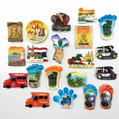 主图-03 Thailand Travel Souvenirs Decorative Crafts Home Decoration Natural Resin Painted Magnet Fridge Magnets