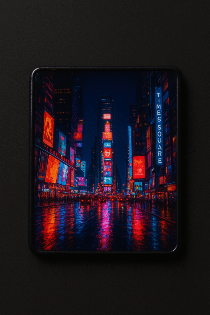 UV-printed nightscape magnet of New York Times Square