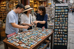 Tourist souvenirs on vibrant street